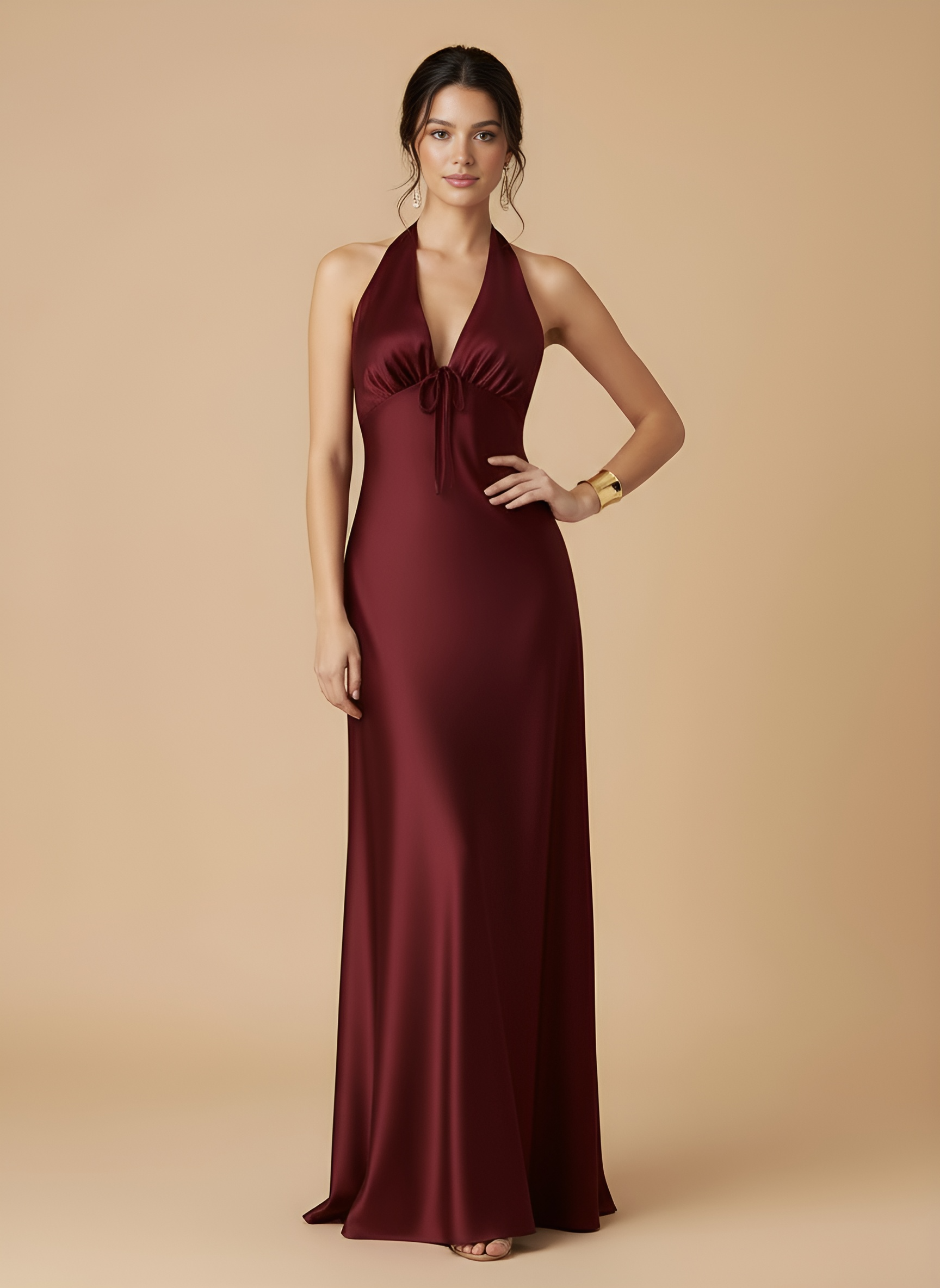 Celeste Halter Silk Dress by Silky Mantra | Premium Suzhou Silk | Classic Elegance