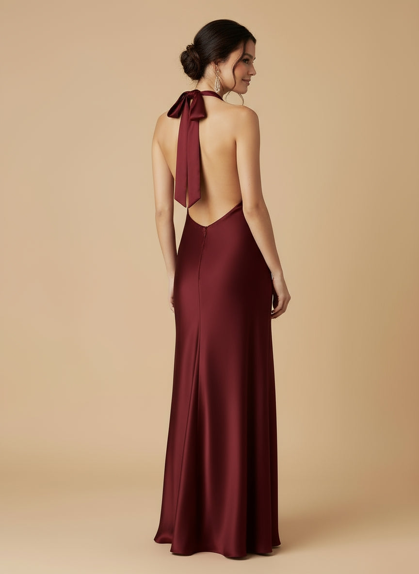 Celeste Halter Silk Dress by Silky Mantra | Premium Suzhou Silk | Classic Elegance